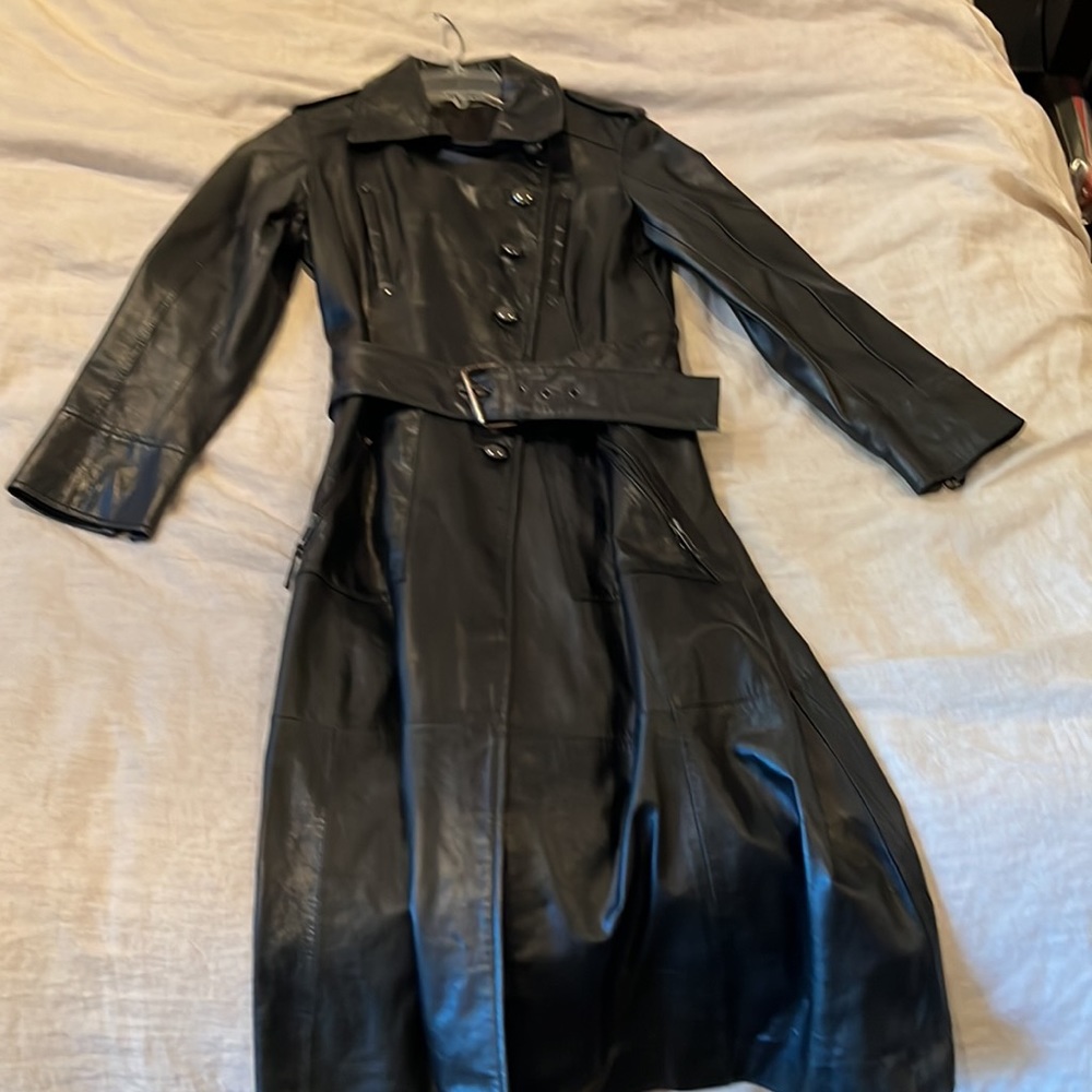 Arayal Leather Trench Coat (Belted) - French size 38 VINTAGE Y2K